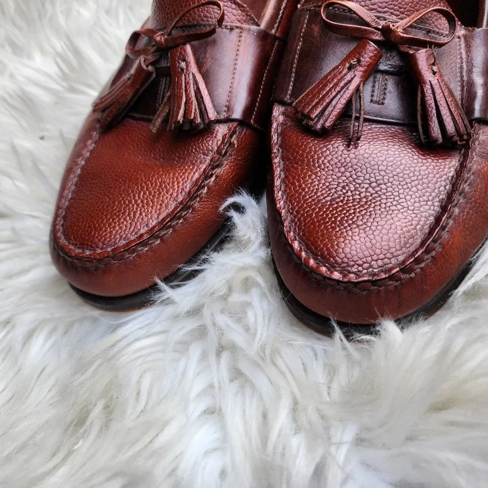 Johnston & Murphy Brown Leather Tassel Loafers Men's 10EE Wide Slip On